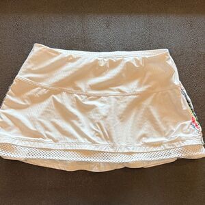 Lucky in Love White Tennis Skort  with Stripes Accents on the side size Medium